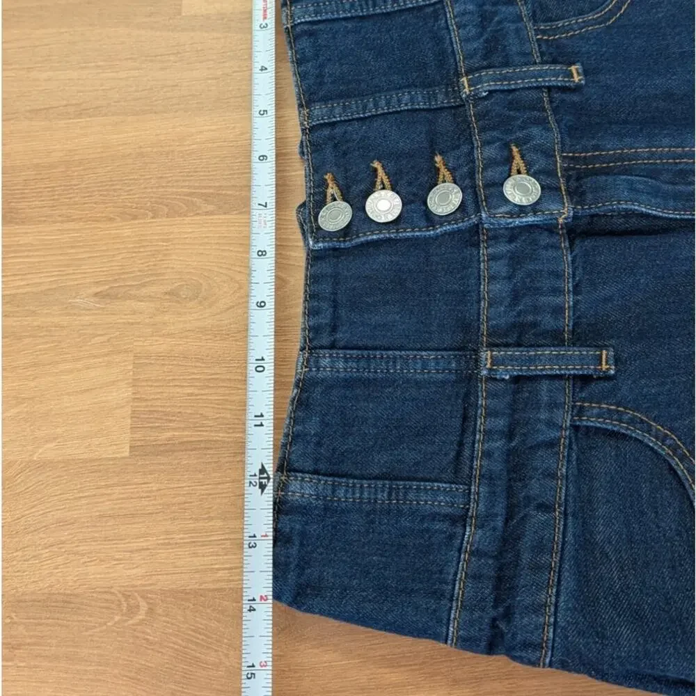 Re/done Denim Corset Mini Skirt Womens 27 Indigo Blue Flow Cotton Button Front